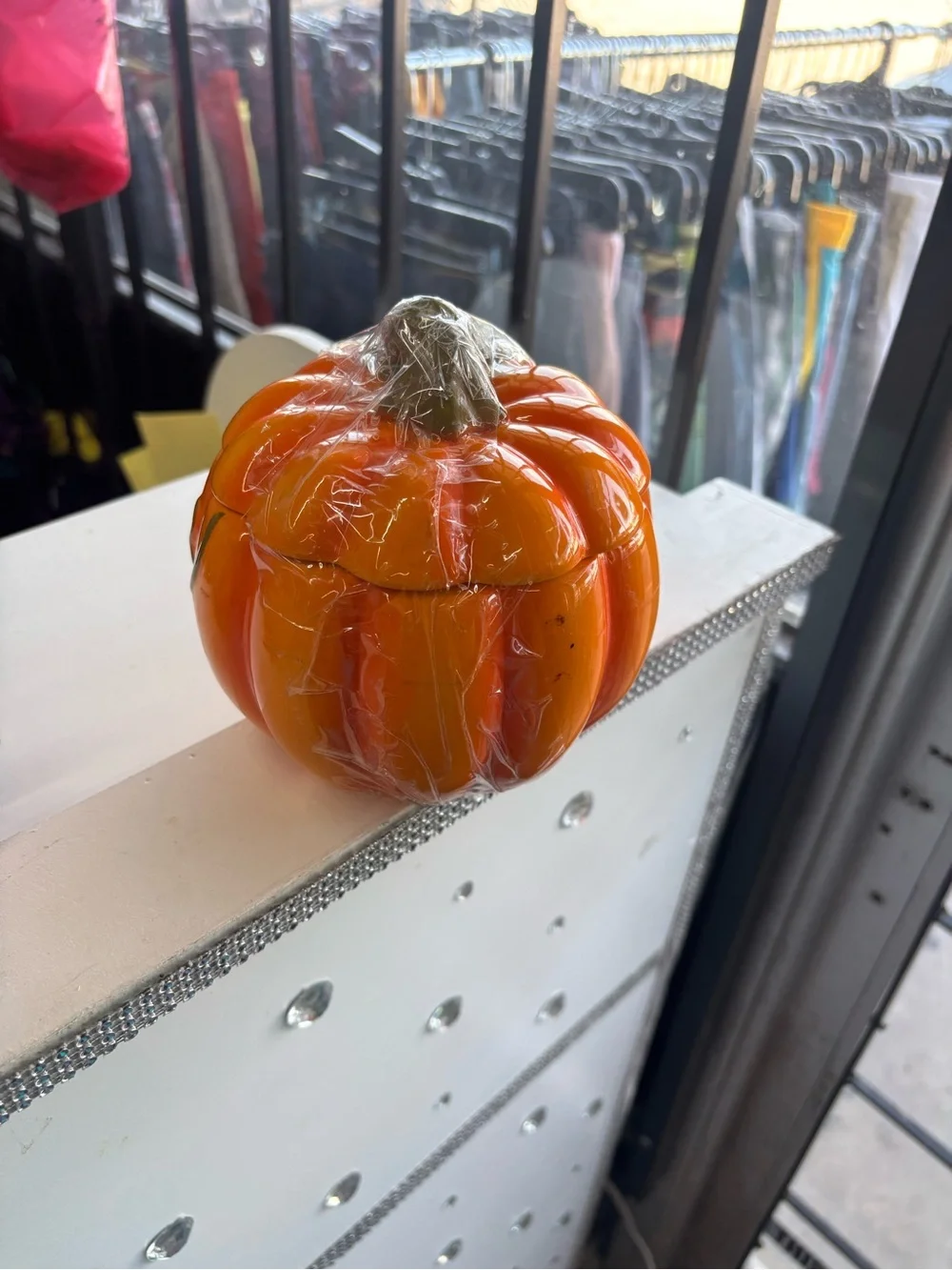 Decorative Orange Ceramic Pumpkin Food Storage Jar